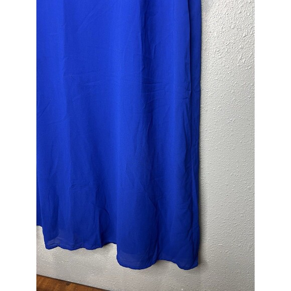 Lulu's Freestyle Blue Shift Dress Size Large Short Sleeve V-Neck Chiffon - Picture 3 of 7